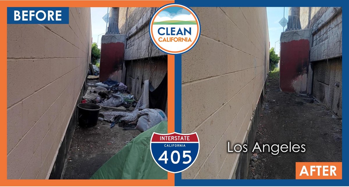 Caltrans crews are busy every day keeping California Clean, like this tricky spot between I-405 and a soundwall in Los Angeles near Sepulveda and Wilshire. Let’s all do our part to properly dispose trash and #CleanCA. @CAgovernor @CA_Trans_Agency