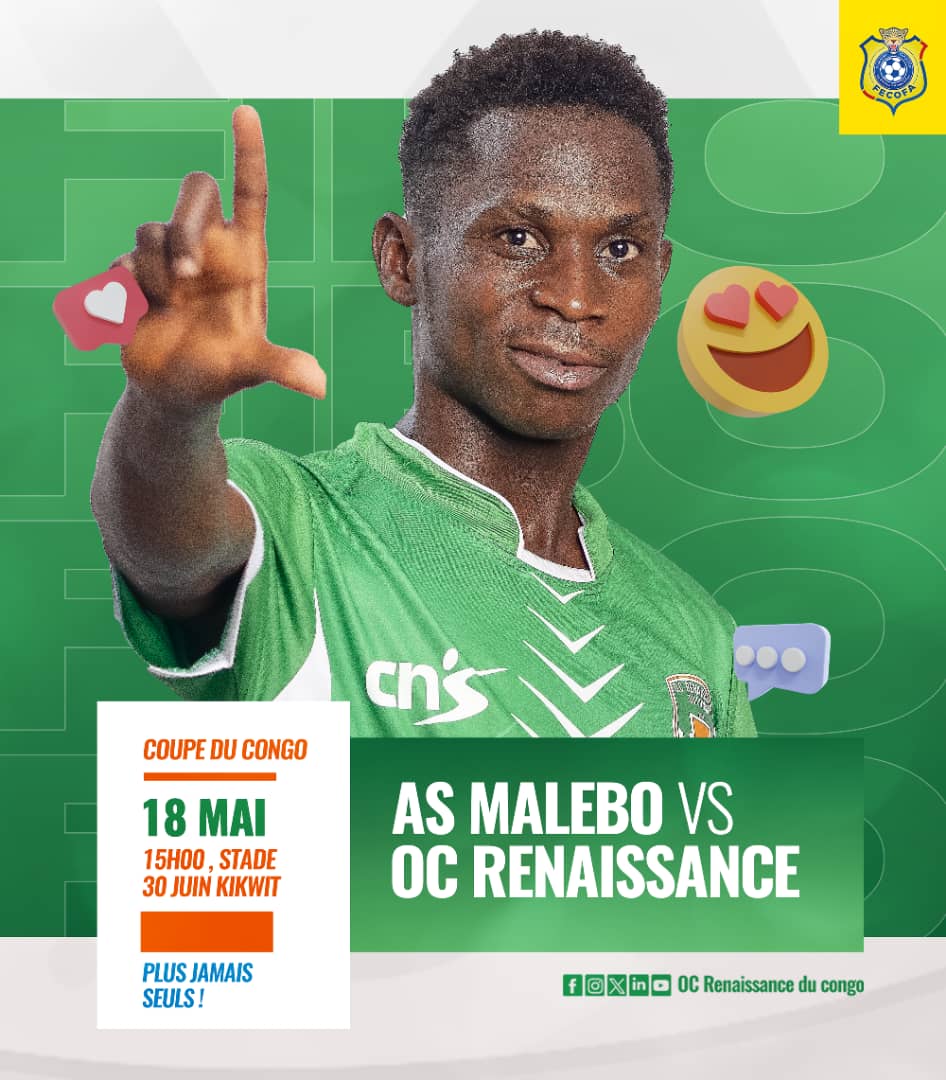 Ocrenaissance's tweet photo. 🏆 58ème Édition Coupe du Congo 

🔜 Տᗩᐯᗴ Tᕼᗴ ᗪᗩTᗴ !  🗓️ 
📆 Samedi 18 Mai 2024 
🆚 AS Malebo 
🏟️ Stade 30 Juin / Kikwit 

𝘽𝙖𝙣𝙖 𝙆𝙞𝙠𝙬𝙞𝙩 𝘽𝙚𝙩𝙪 𝙠𝙚 𝙆𝙬𝙞𝙨𝙖 ! https://t.co/SQzrll1KEK