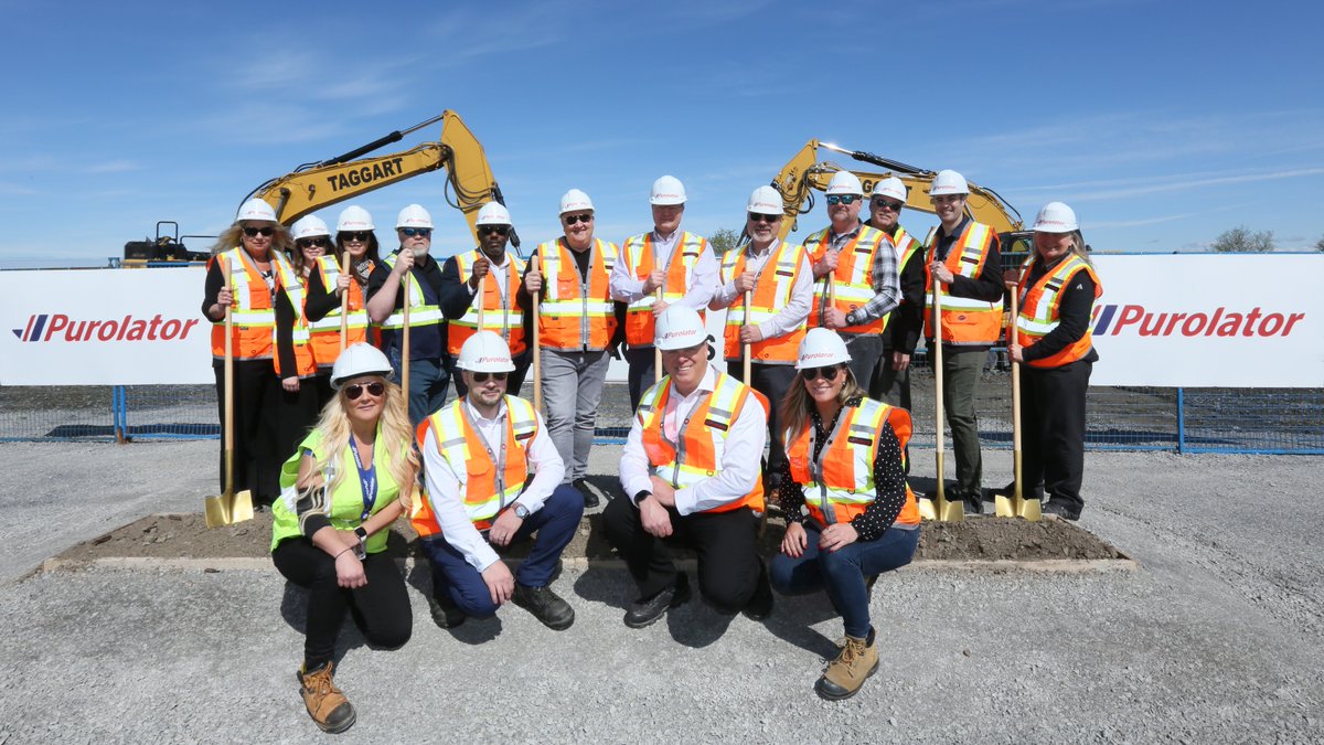 PurolatorInc's tweet photo. Paving the way for a new terminal in Kanata, Ont.! 🙌 An exciting moment for our team in the #Ottawa region as we officially broke ground on our new Kanata terminal, planned to open Q3 2025. #BuildForGrowth #DeliveringTheFuture #Sustainability https://t.co/y4P2dqLrbB
