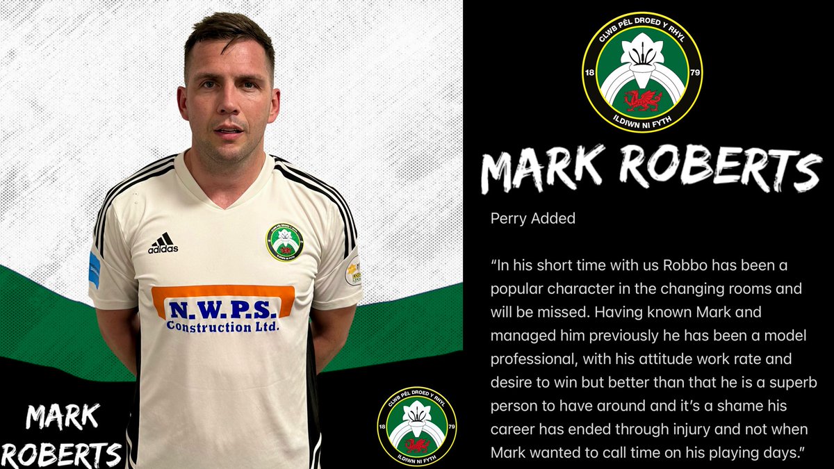 ⚫️ Mark Roberts ⚪️ Due to injury Mark Roberts has taken the difficult decision to hang up his boots following the 23/24 season. Huge thank you for your efforts in a lilywhites shirt Robbo, best of luck for the future. #thankyou #sunnyrhyl ☀️