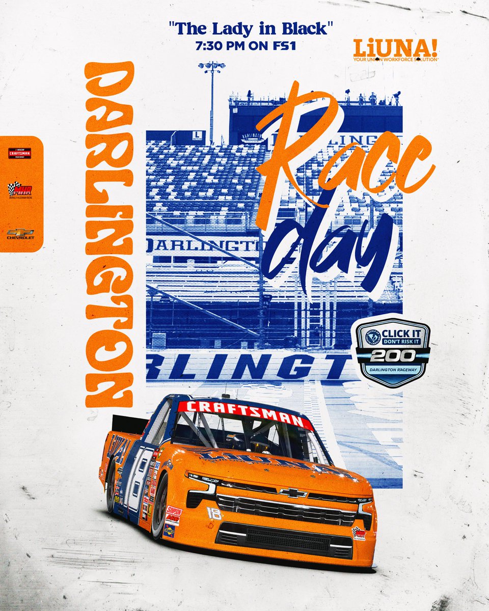 Racing back in time, channeling Russ Wheeler at the Lady in Black tonight @TooToughToTame 

#NASCAR #NCTS #TruckSeries #TeamChevy #togetherletsdrive #LIUNA #YourWorkforceSolution #NASCARtrucks #CRAFTSMANTRUCKS #liunapsw #tootoughtotame