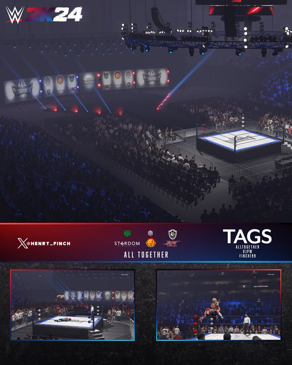 UJPW: ALL TOGETHER up now on CC I really wanted to make this arena because i love how it can be useful to a few different promotions. It's a really cool event. #altogether #njpw #STARDOM #ddt #WWE2K24