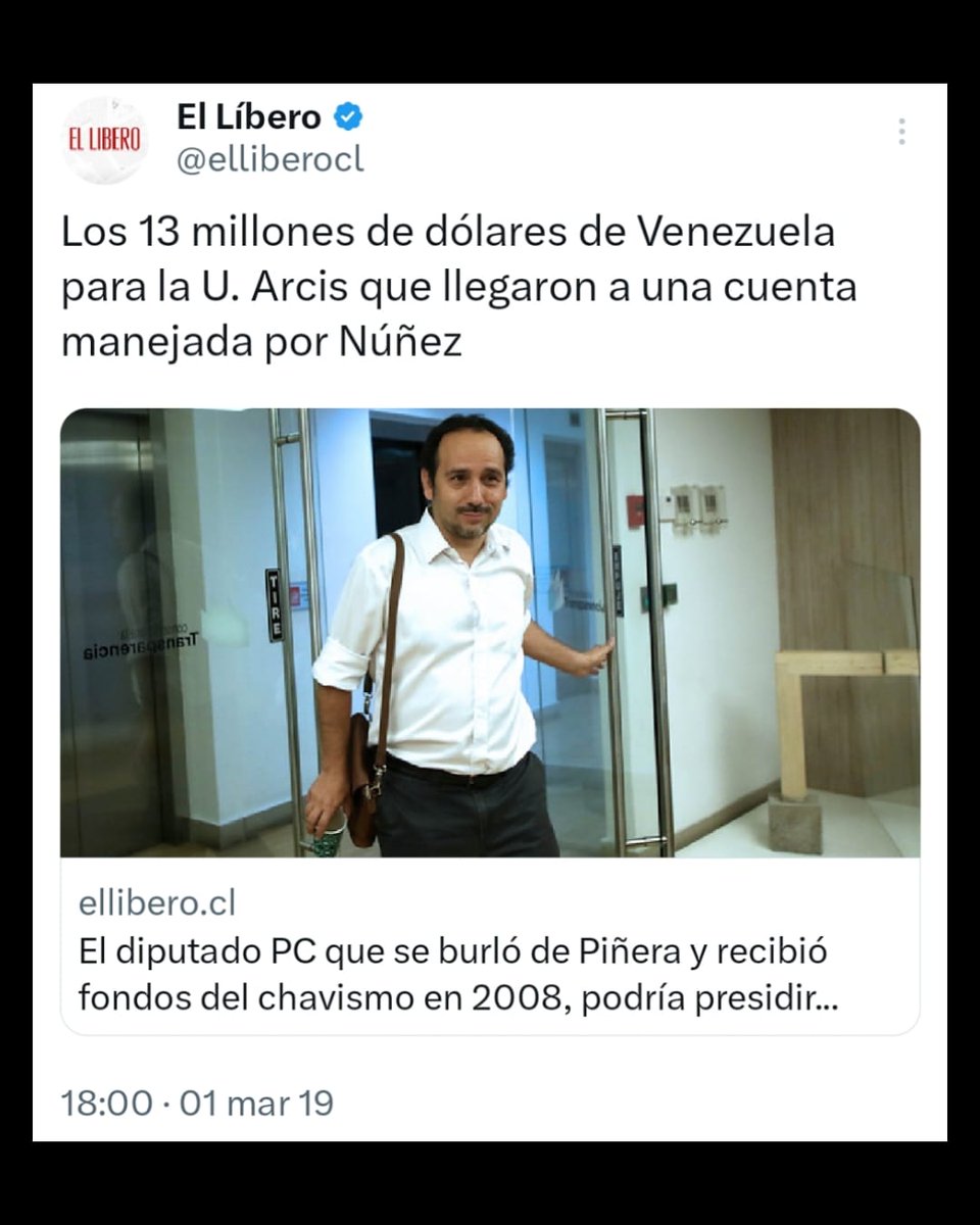 Los comunistas son miserables, unas ratas malolientes y nefastas. El comunismo es miseria, hambre y muerte ⚠️ *Los 13 millones de dólares de Venezuela para la U. Arcis que llegaron a una cuenta manejada por Núñez* ellibero.cl/actualidad/el-…