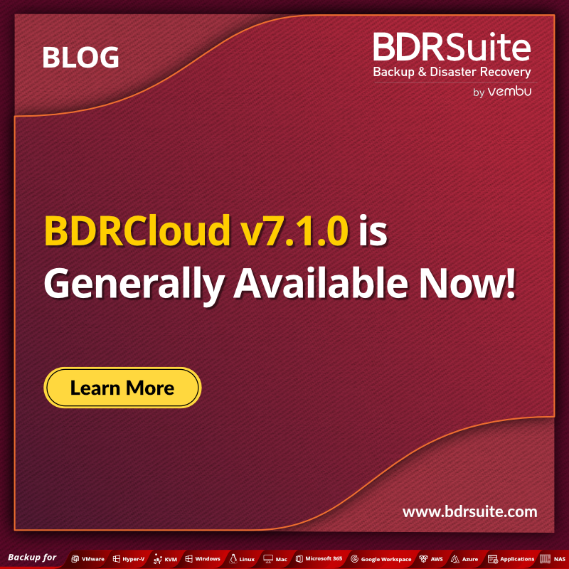 Exciting news! 🚀 #BDRCloud v7.1.0 is now live, packed with features designed to revolutionize your #databackup and recovery processes. Upgrade today to experience the future of data protection with industry-leading solutions.zurl.co/N3GH #DataProtection #Cloudbackup