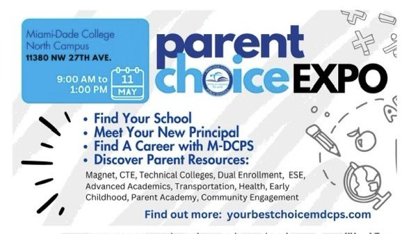 We are looking forward to the Parent Choice Expo tomorrow! #yourbestchoicemdcps