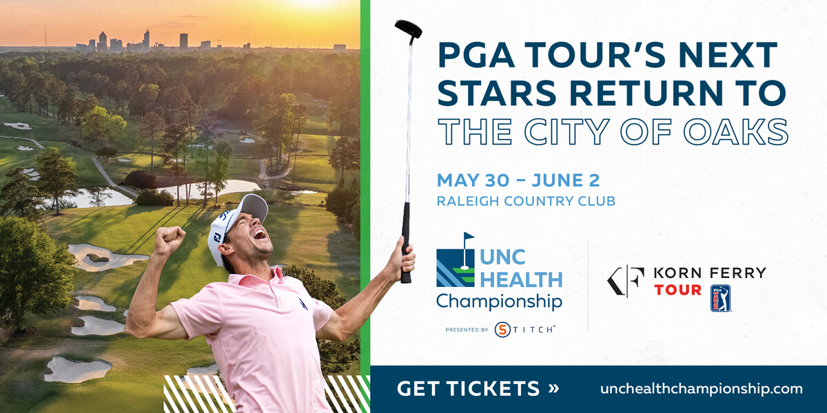 The PGA Tour’s rising stars are returning to Raleigh May 30-June 2 for the @UNCHealthChamp. @UNC_Health_Care is an NC Chamber Cornerstone member and proceeds from the tournament will support UNC Health and local community partners. #UNCHealthChampionship Get Tickets >