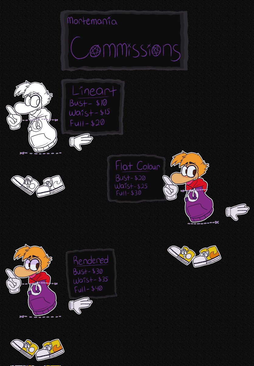 mortemania's tweet image. Finally made updated sheets !! Feel free to either email or dm me for further inquiries or if you're interested :] !!