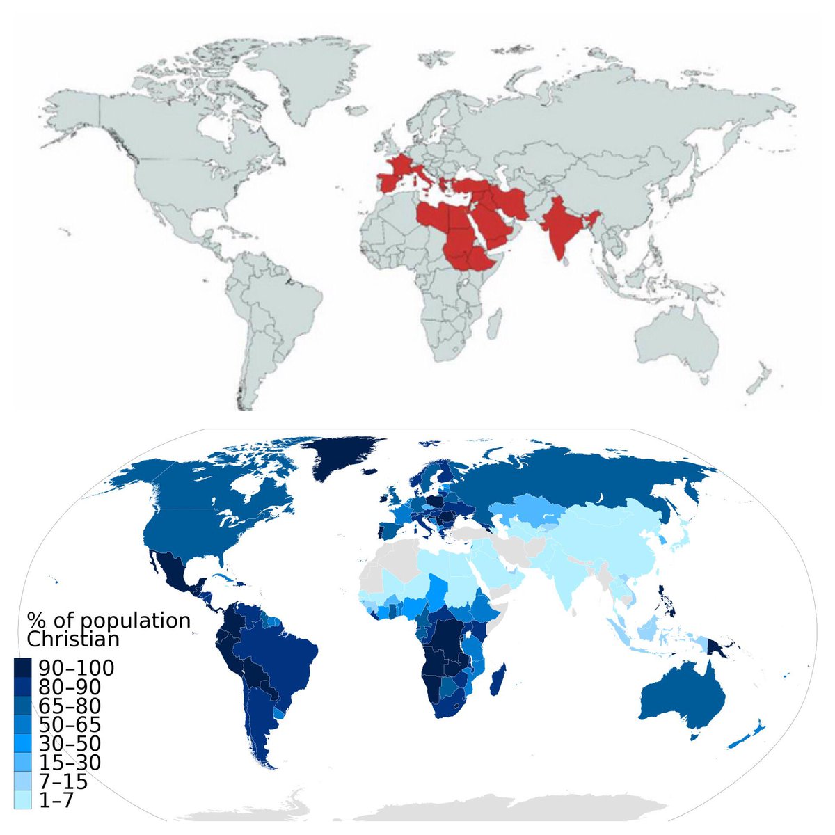 List of countries mentioned in the bible vs the % of population that practices christianity by country