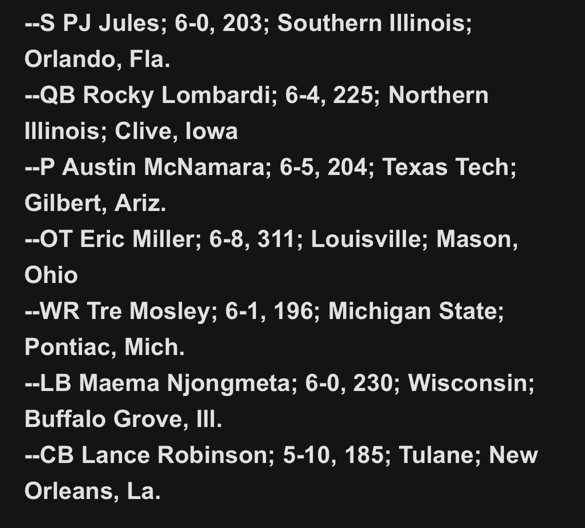 Bengals announce their undrafted free agent class: