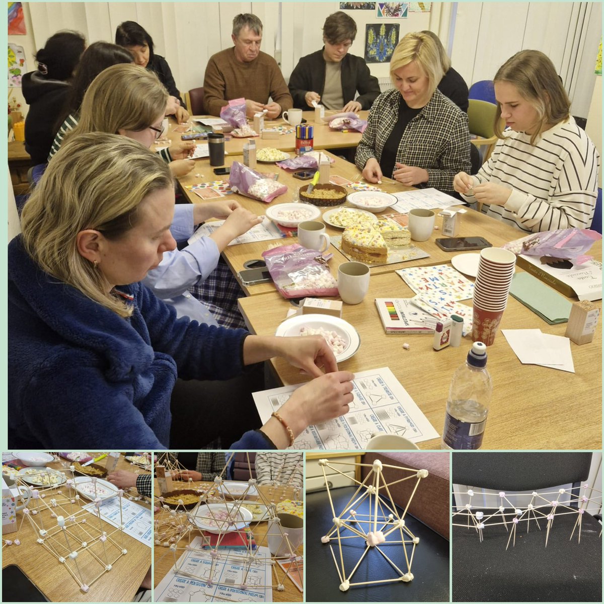 Thanks to Angela from Sum It Up for attending the ESOL Chat Cafe in Coatbridge today. The group enjoyed completing the Marshmallow Challenge and creating 3D structures #multiply #AdultLearningMatters #BecauseOfCLD