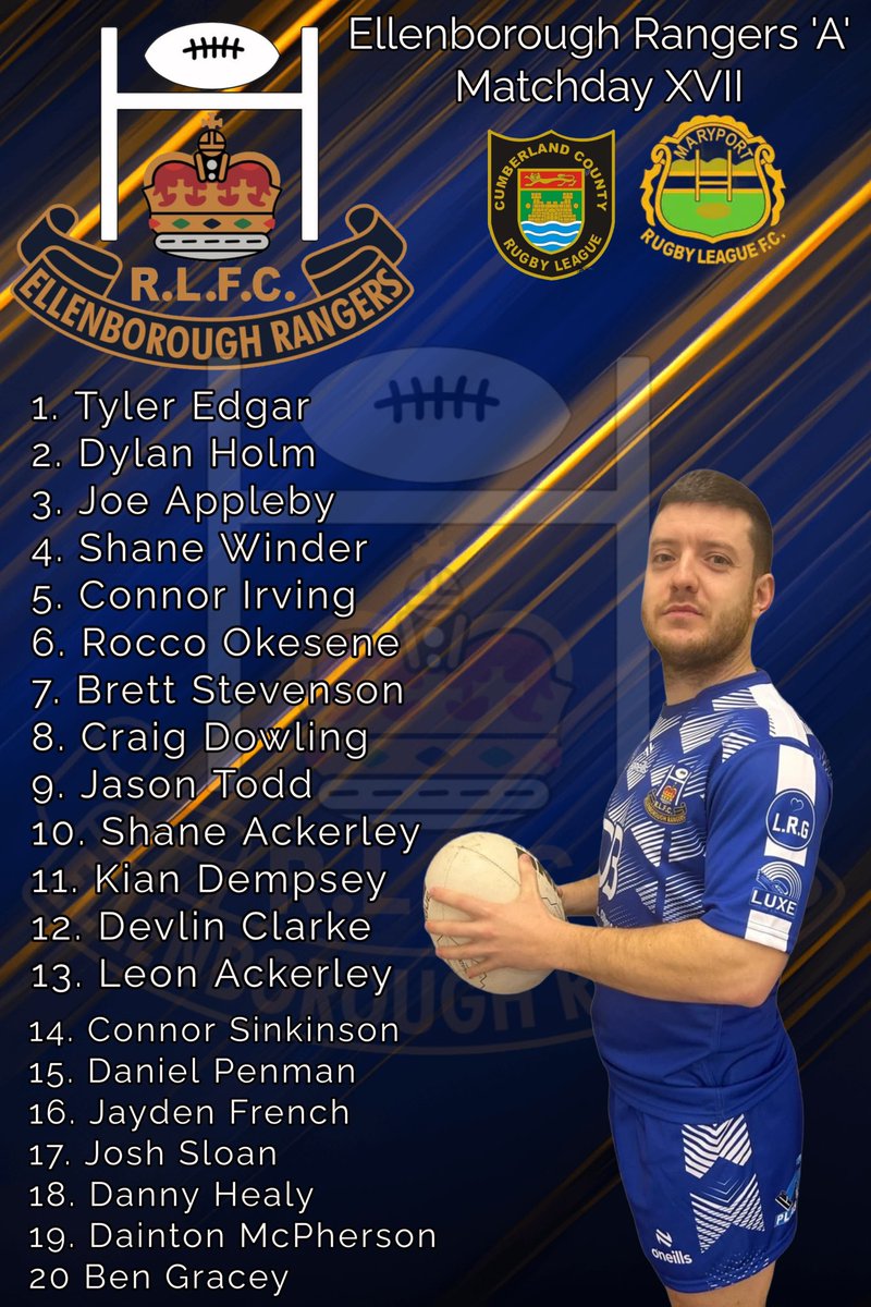 Tonight’s A Team to take on @MaryportARLFC 20 Minutes until KO! Get down & support the lads 👏 🔵⚪️🔵