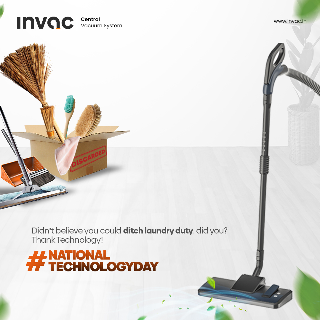 IndiaInvac's tweet photo. A century ago, imagine not hauling cleaning! Today, tech makes it real.

Celebrate innovation this #TechnologyDay

#invac #CentralVacuumSystem #NationalTechnologyDay #technology #cleaninghacks #Innovations https://t.co/TjMHbzDaMC