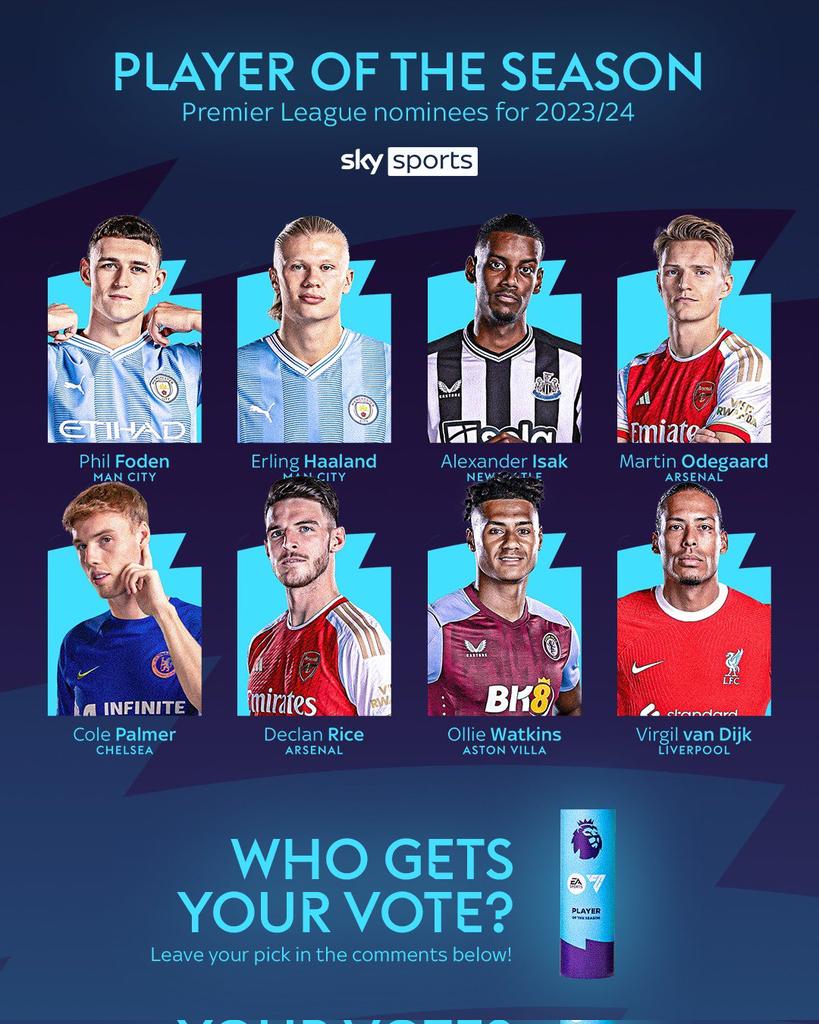 🚨OFFICIEL : Erling Haaland et Phil Foden ont été nommés parmi les finalistes pour le titre de meilleur joueur @premierleague cette saison