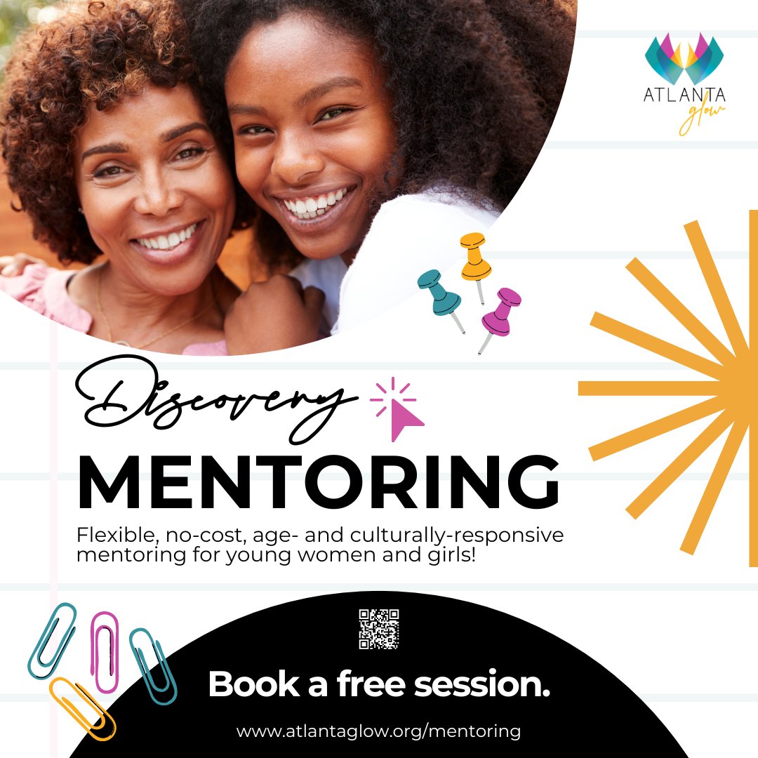 Explore Atlanta GLOW's Discovery Mentoring sessions! Our age-appropriate sessions offer young women and girls purpose-driven, culturally responsive support as needed without the commitment of our 6-month program. Sign up today for personalized guidance! atlantaglow.org/mentoring