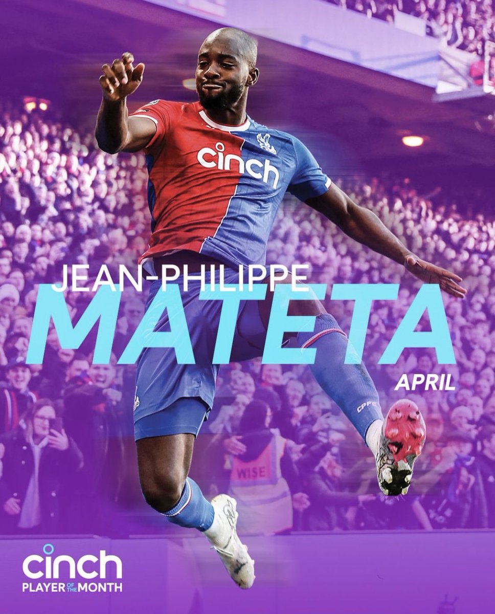𝗙𝗔𝗡𝗧𝗔𝗦𝗧𝗜𝗤𝗨𝗘! 🤌 Your Player of the Month for April. 🏆 Well done, JP. You’ve absolutely Cinched it! 🔥 #CPFC