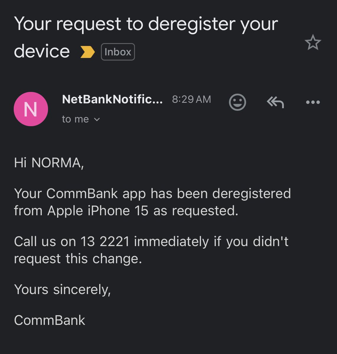 _n0rmaaa's tweet photo. @CommBank I haven’t used you guys in over a year - I’ve literally been incarcerated. 

I’m not willing to sit on hold for hours. Could you organise a call back ? https://t.co/hITlHX8LeO