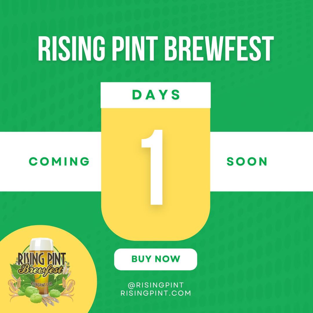 1️⃣ DAY Until Rising Pint Brewfest 2024!

Still time to grab your tickets from risingpint.com ‼️

Less than 24 Hours from now we’ll be pouring some cold ones🍻