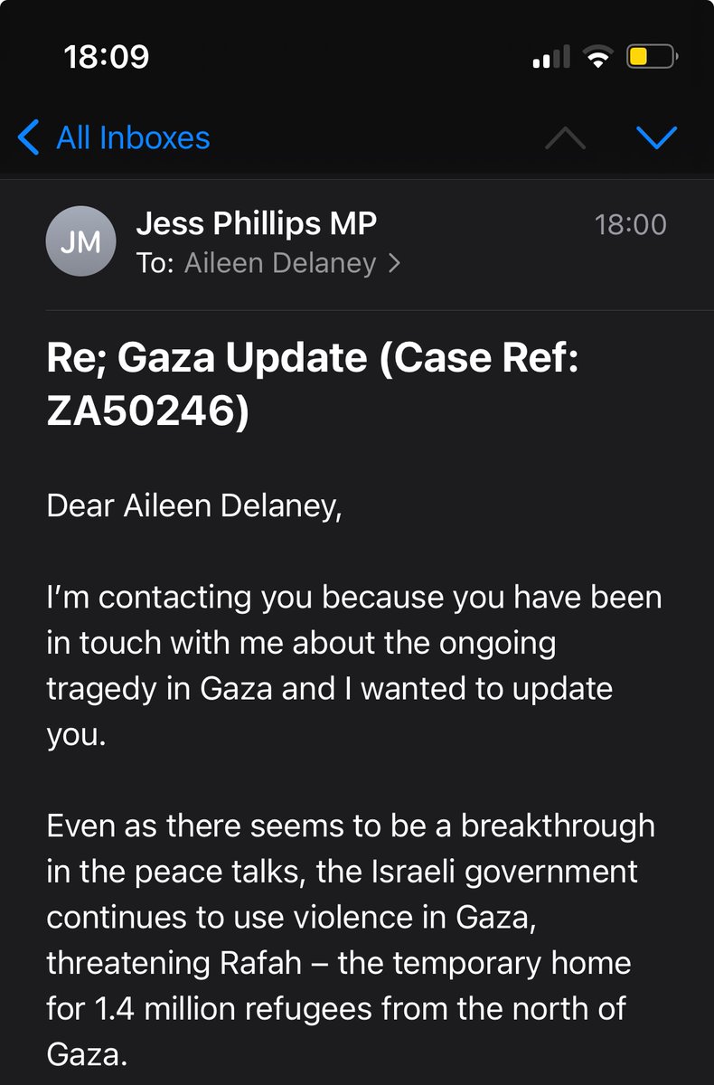 Always appreciate the regular updates from my MP <a href="/jessphillips/">Jess Phillips</a> after I’ve contacted her about an issue.