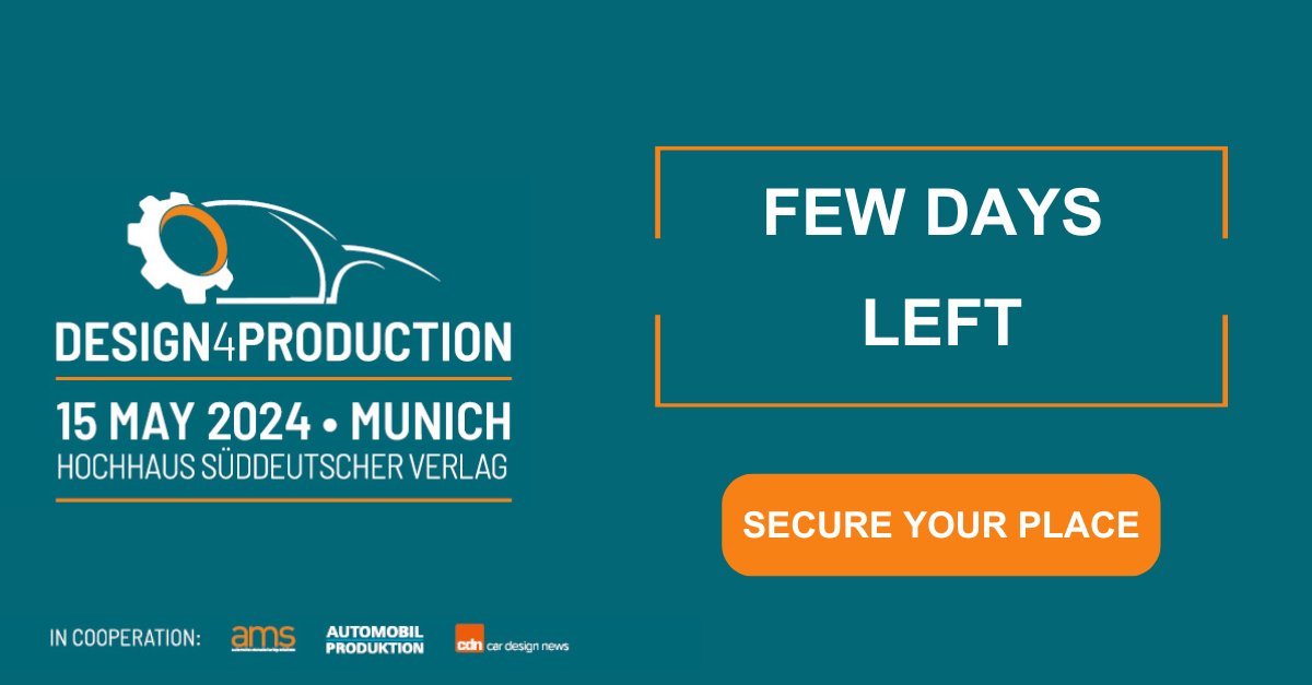 There are just a few days left to the Design4Production conference on 15 May in Munich. Are you joining us for a day filled with interactive learning and networking opportunities? 🔗 Register now: bit.ly/3U7JSxw 🗓️ Agenda: lnkd.in/dEynJ55A #Design4Production