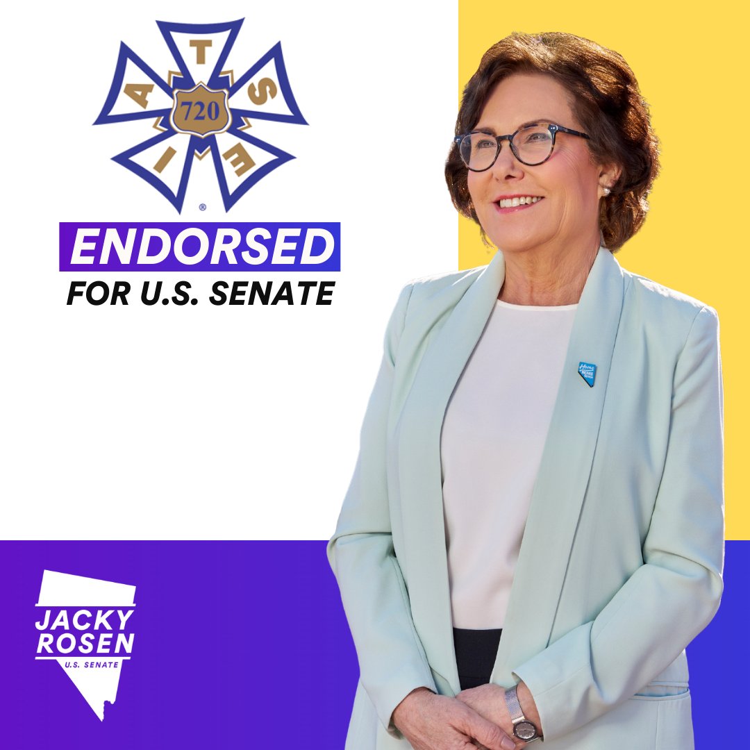 The hardworking men and women of @IATSELocal720 are the backbone of the entertainment industry here in Nevada, and I’m proud to receive their endorsement.