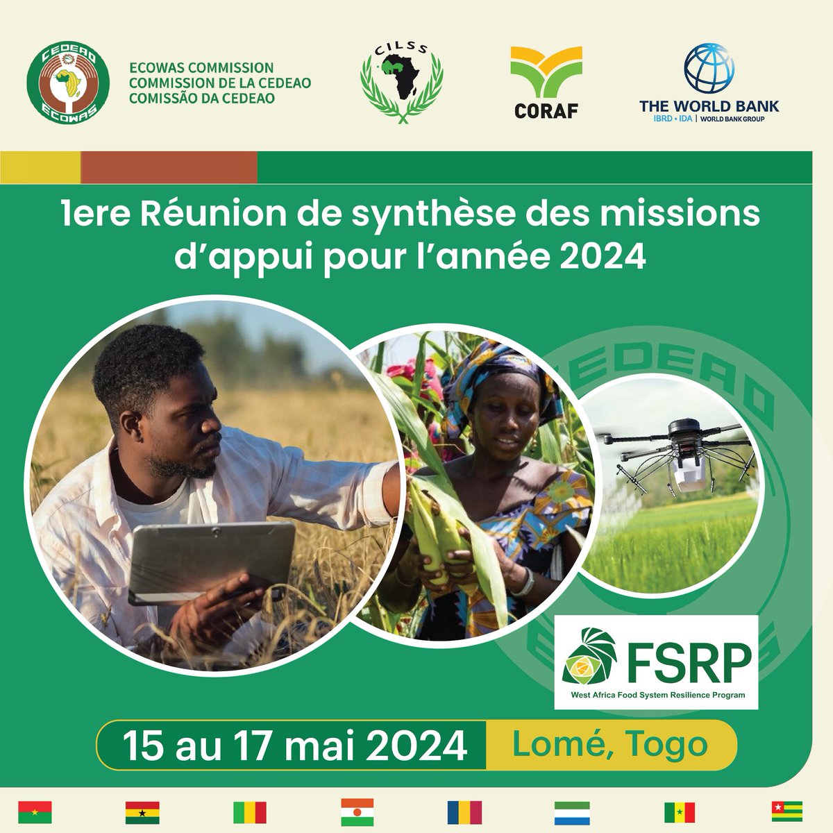 La CEDEAO organise la première réunion de synthèse des missions d’appui du #FSRP pour l’année 2024 : ✅Consolider la coordination des activités régionales et nationales ✅Renforcer les synergies entre toutes les parties prenantes du FSRP 🗓️15 au 17 mai 2024 📍Lomé, Togo