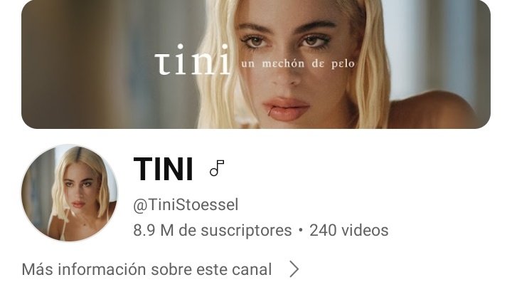 TINI 
Ya cuenta con 8.900.000 de suscriptores en su canal de YouTube!!
Felicidades <a href="/TiniStoessel/">tini</a> ✨