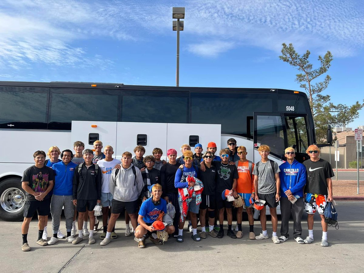 On the road! ⚾️ 🦅 

Safe travels to the Canutillo High School Baseball Team as it travels to Wink, Texas, to take on Wylie in the Area Round of the Playoffs.

Game 1 is at 5 PM MST today. Game 2 is at 11 AM MST Saturday with Game 3 starting 30 minutes after if necessary.