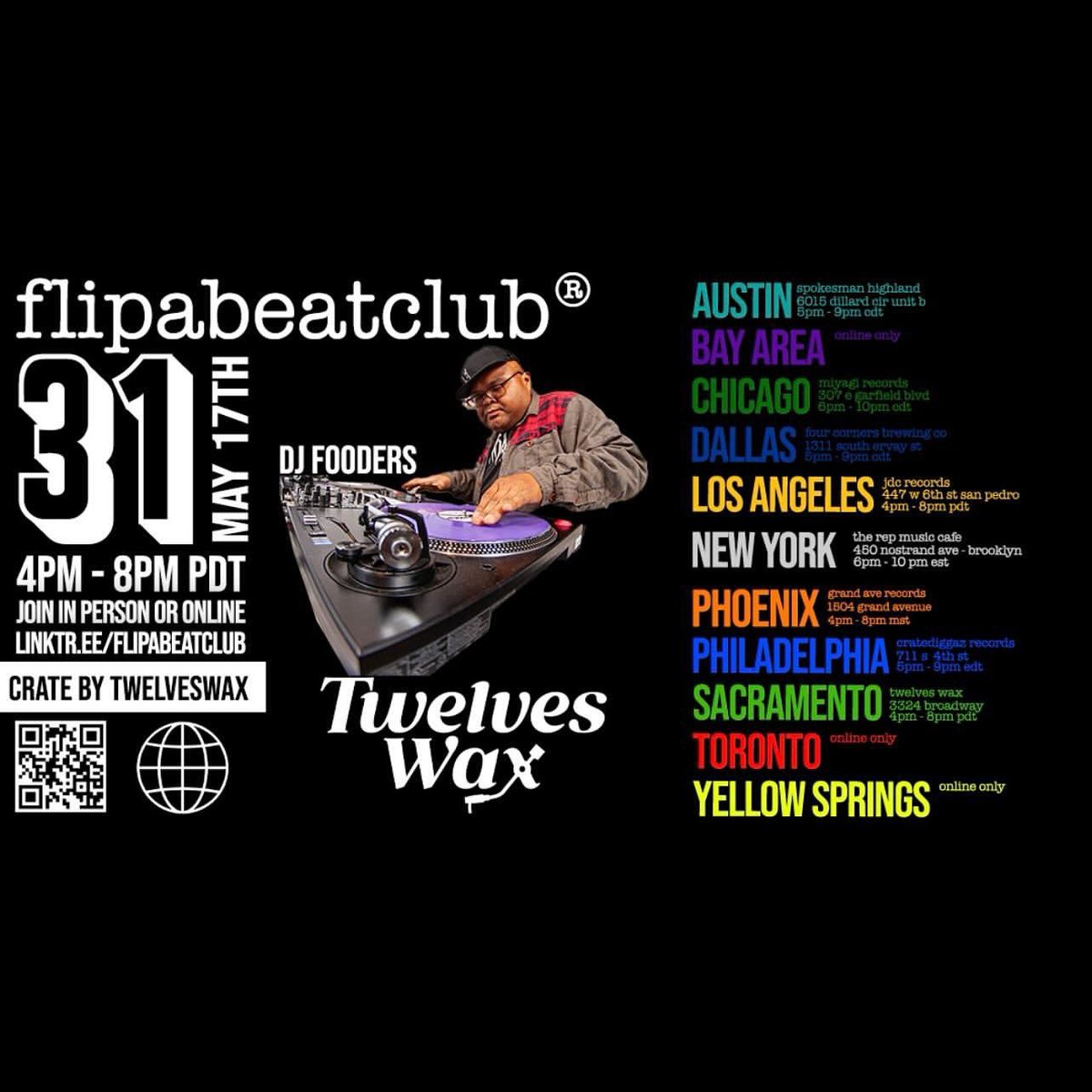 Posted @withregram • @flipabeatclub [5.17.24]We're back for FABC 31 featuring a crate of selections from our partners at @twelveswax 🔊🔊🔊 We're excited to announce we're kicking off the NEW YORK chapter hosted by @nothing_neue & @wavy_bagels at @therepmusiccafe in Brooklyn