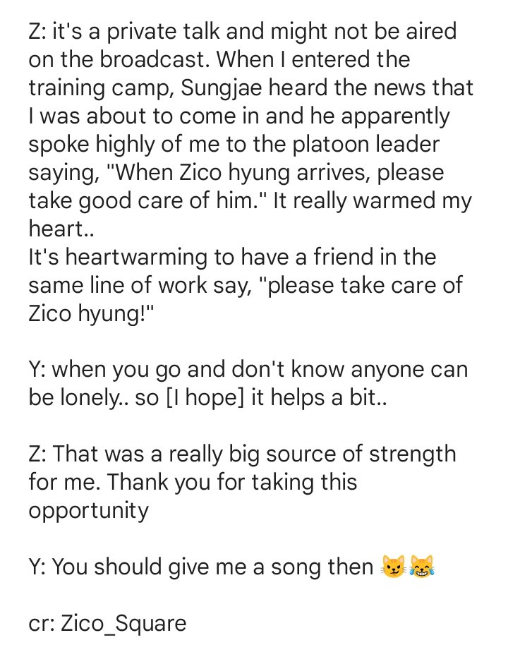 This is very heartwarming to see the bond between the two and how Sungjae took a good care of Zico 🥹🤍

#ZICO #지코 #Sungjae #육성재