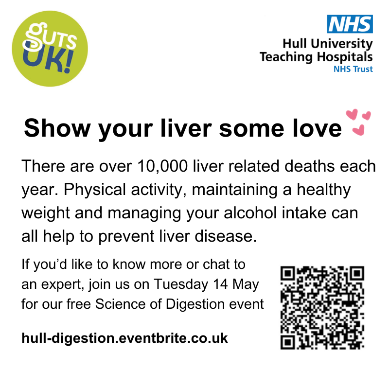 The prevalence of liver disease is higher in Hull than many other parts of the country. Find out more and discover what you can do to look after your #liver at our free Science of Digestion event on Tuesday 14 May. Register now: hull-digestion.eventbrite.co.uk