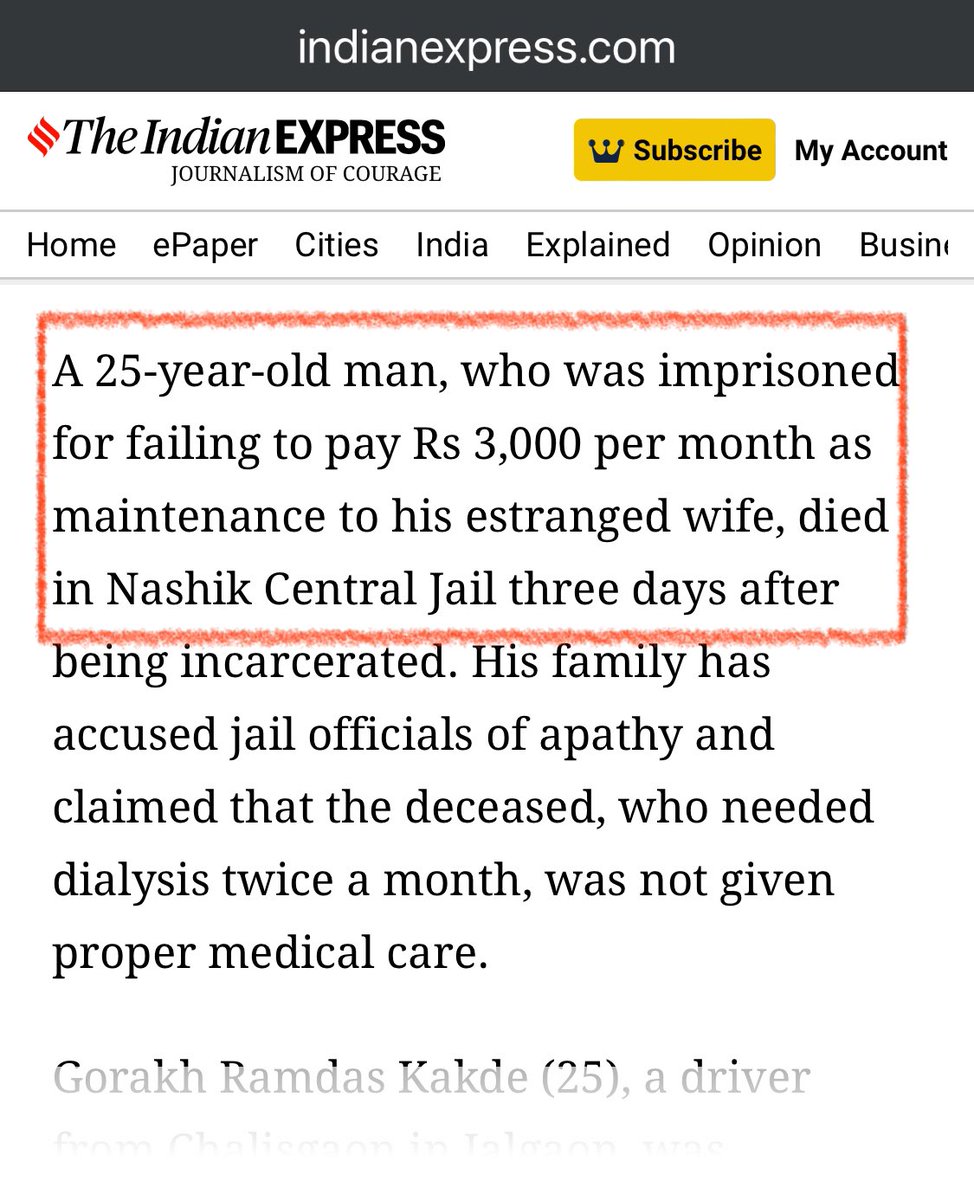 Two sets of laws & its interpretation-One for Influential Rich & other for Poor Common Citizens!
MiLord will let “sick & ill” CommonMan facing #FakeCases,to Die in Jail for not paying Rs.3000 to able wife but let some Influential Rich Accused out!
@rashtrapatibhvn @UNHumanRights