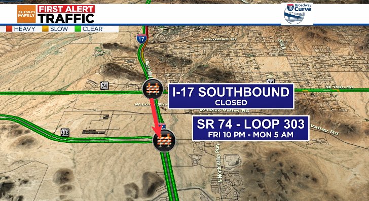 GinaMaravillaTV's tweet image. 🚨BIG Weekend Construction Closures🚨
🚧 I-17
🚧 Loop 101
🚧 US 60
#azfamily #firstalertaz