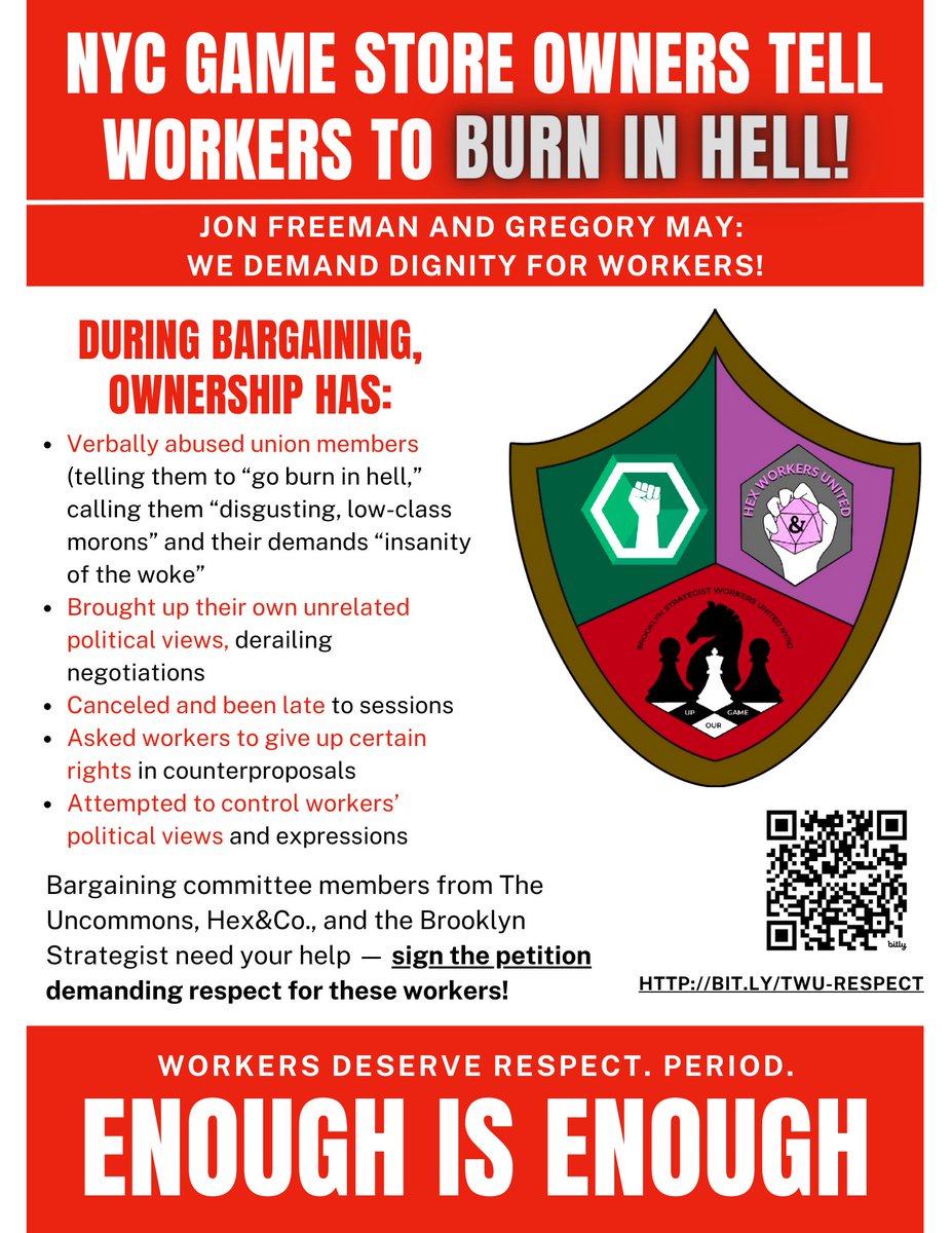 TabletopWU's tweet image. In case you missed it — Tabletop ownership is impeding bargaining with some seriously wild behavior 👀 Sign our petition demanding respect for our bargaining committee and all workers!