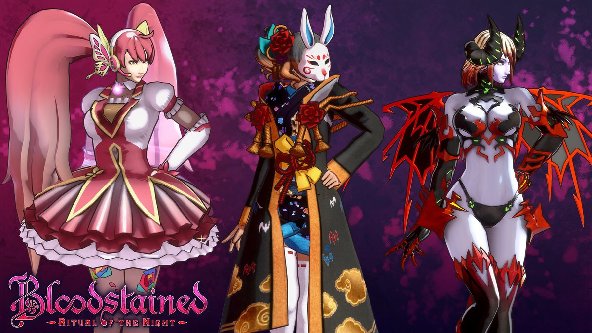 Fight demons and look good doing it! Premium Cosmetic Packs are now available on PC, Xbox and PlayStation. Buy the bundle and get all three for the price of two. 

Buy Now: playbloodstained.com

#BloodstainedROTN