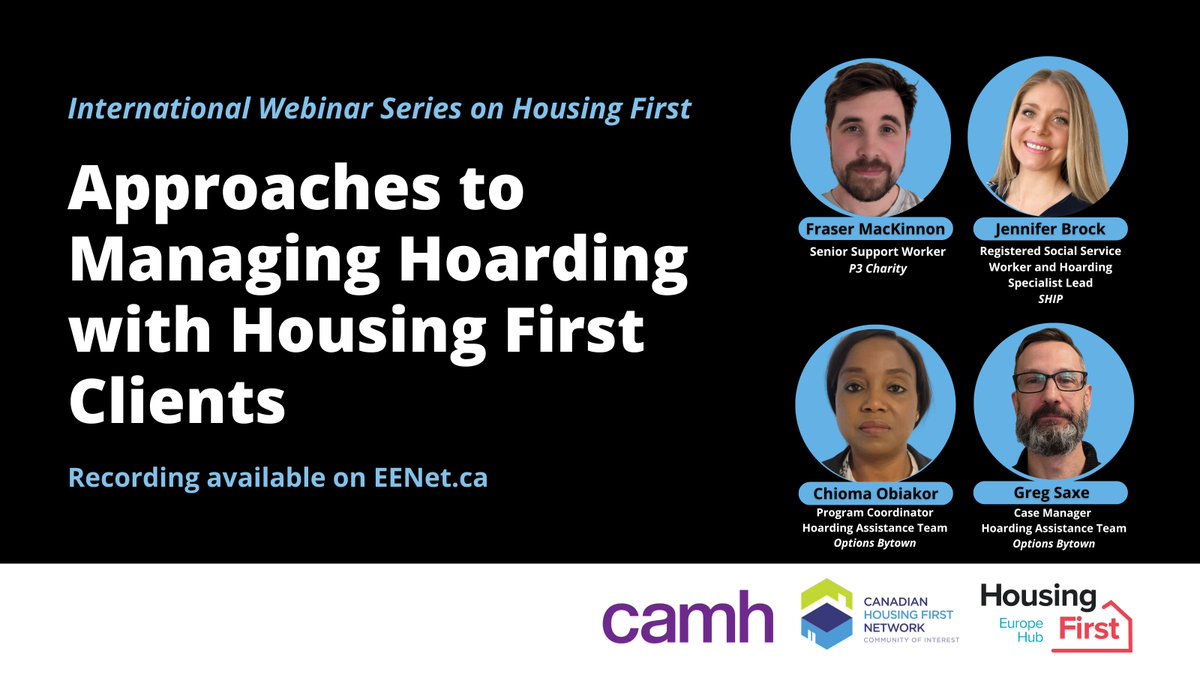 Did you miss the May 7th International #HousingFirst Series webinar featuring experts from <a href="/P3Charity/">P3</a>,
<a href="/OptionsBytown/">Options Bytown</a>, &amp; <a href="/shipshey/">Services and Housing In the Province (SHIP)</a>? 

Watch the recording to learn about different approaches to managing hoarding with Housing First clients: kmb.camh.ca/eenet/resource…

#Righttohousing