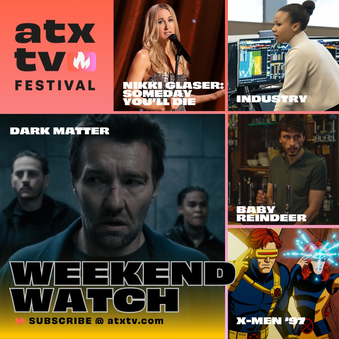 We are so thrilled it's finally Friday because we can settle into a new #WeekendWatch! This time we're recommending everything from @SPTV's #DarkMatter, to @NikkiGlaser's new special, #XMen97 #BabyReindeer and #Industry. Sign up for the newsletter at atxtv.com