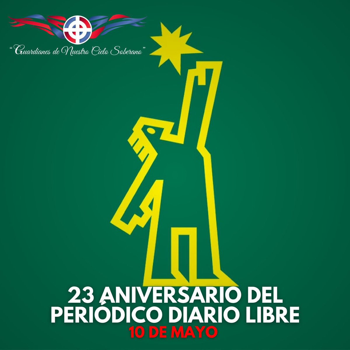 🫡¡Saludando! Al Periódico @DiarioLibre por motivo de celebrar el #24Aniversario de su Fundación. 🛩️🇩🇴 La Fuerza Aérea de República Dominicana les felicita y les augura muchos años más de éxitos y defensa de la autenticidad periodística.