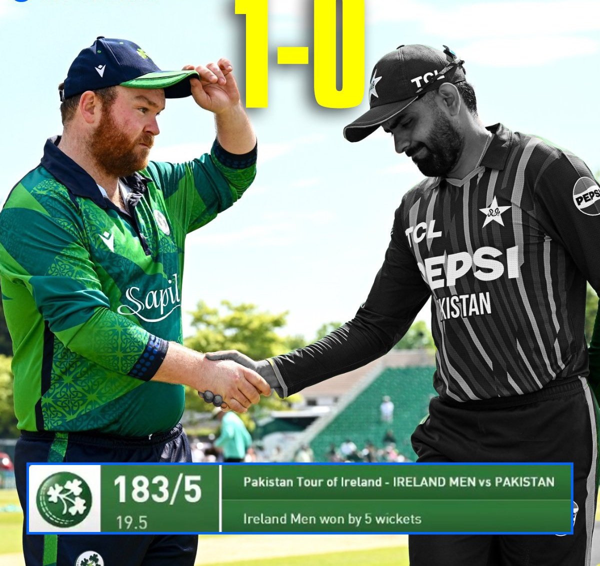 Ireland won by 5 wickets against pakistan 1st t20 🔥❤️🇵🇰.

What a game by Ireland team .
#IREvPAK