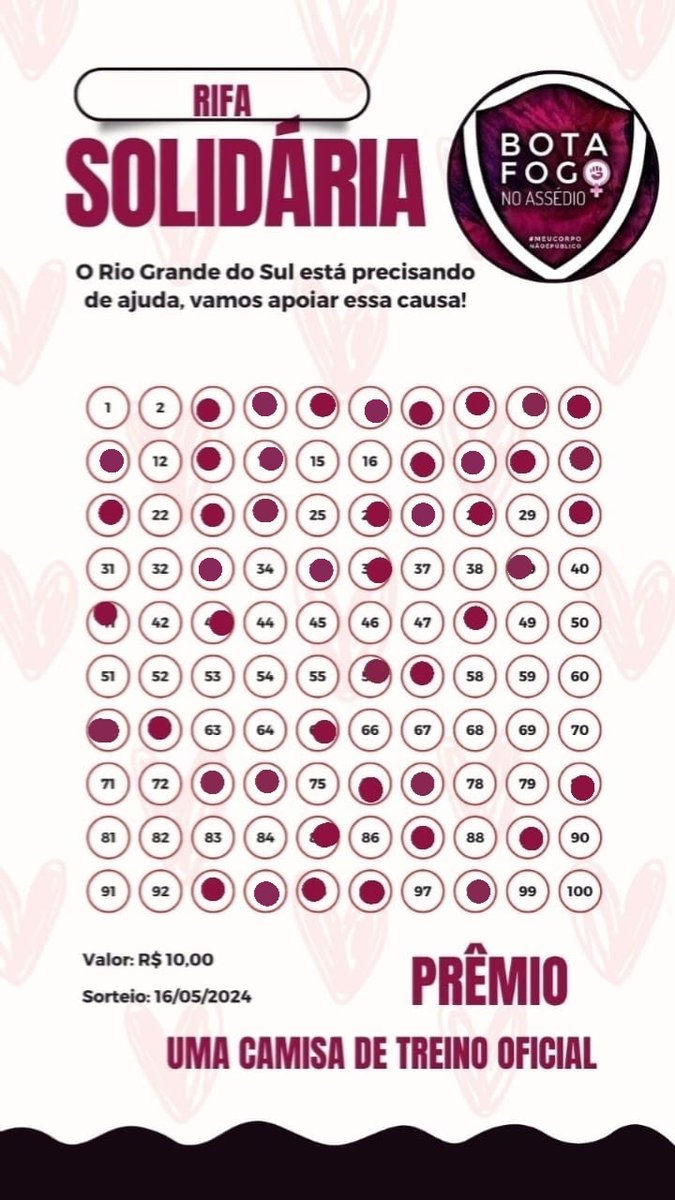 📣 Galerinha, ainda temos números disponíveis!! 

Bora participar e ajudar o RS?! Entre em contato com a gente pelo direct do instagram 

instagram.com/p/C6pWbgnNsVh/…