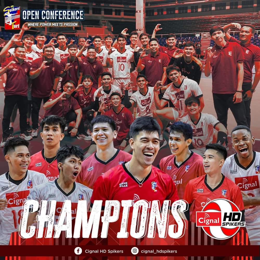 THE AWESOME CHAMPS 🏆

Your Cignal HD Spikers successfully defend the iron fort to secure their third-straight Spikers' Turf Open Conference title!

Like and follow our pages for more updates! #AwesomeNation
IG: cignal_hdspikers
FB: Cignal HD Spikers