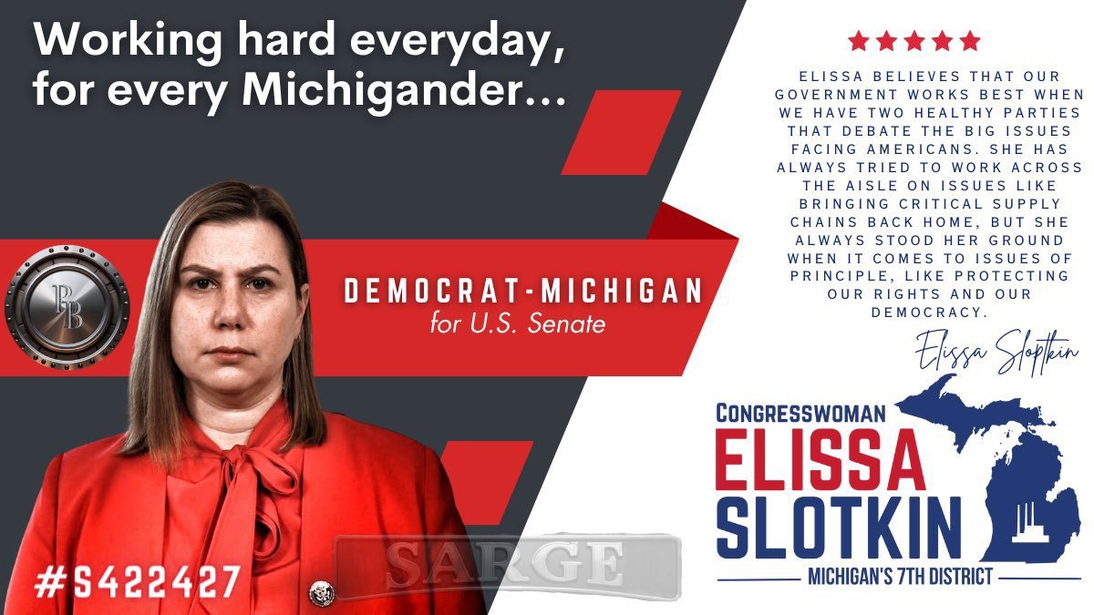 Elect Elissa Slotkin US Senator Tons of foreign policy experience Served 3 terms in Iraq Fluent in Arabic and Swahili She supports women and women’s rights. #Allied4Dems #ProudBlue Follow, Tweet, Retweet @ElissaSlotkin elissaslotkin.org Donate secure.actblue.com/donate/ebs-web…