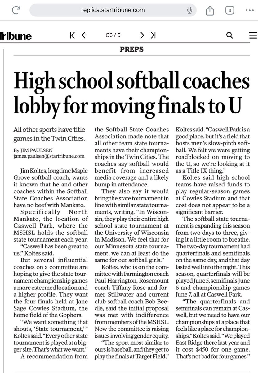 MSHSL -Time to move softball championship games to the University of Minnesota fields!!!  Boys play at Target Field while girls play in city complex with temporary fencing.

No way that is title IX compliant!!  MOVE to U of MN NOW!!
Please share!