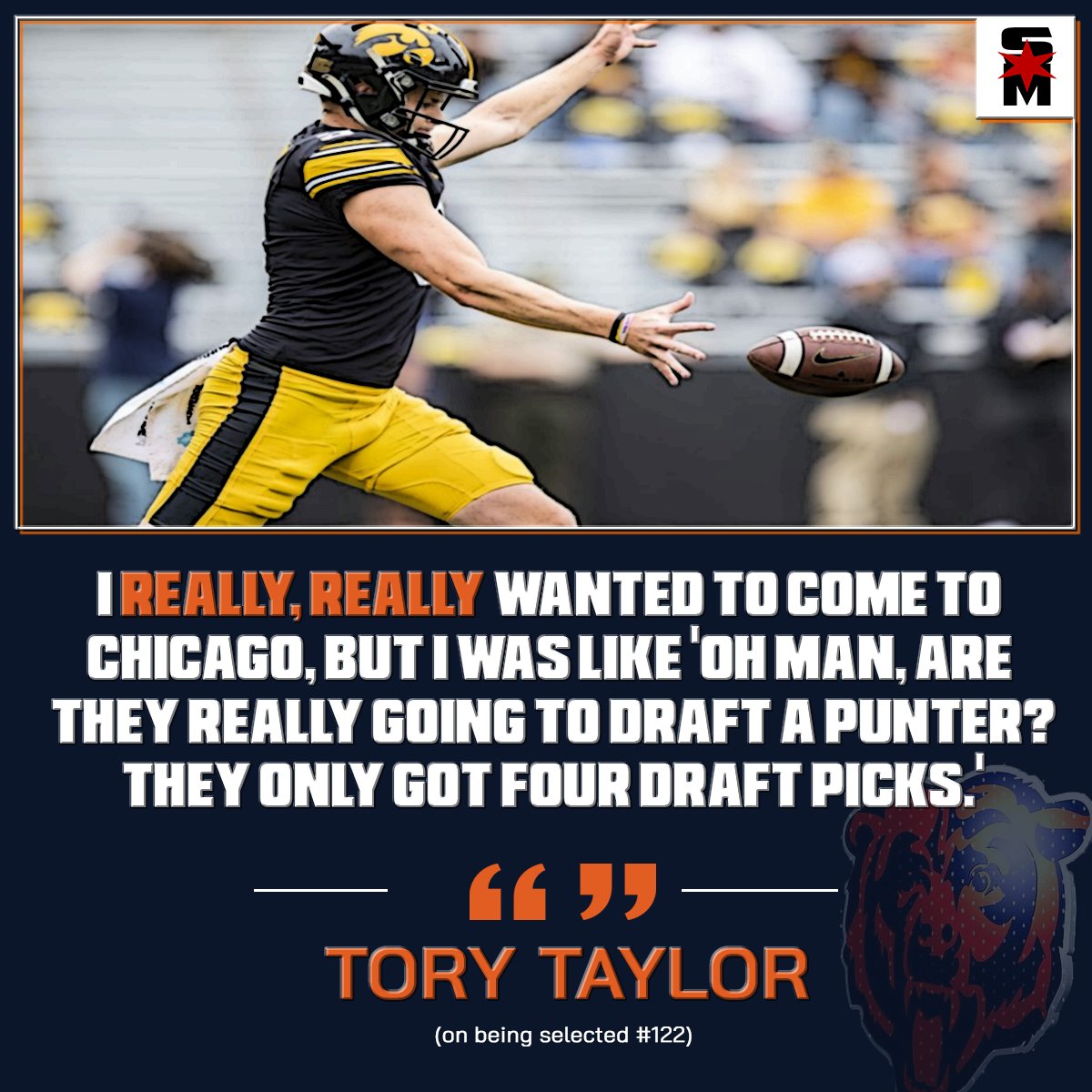 It looks like Tory Taylor was just as surprised as we were. Do you think the Bears made a mistake with this pick?