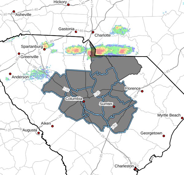May 10, 2024 - A severe thunderstorm watch has been issued for Calhoun, Clarendon, Fairfield County, Kershaw, Sumter, Lee, Newberry, and Lexington counties until 9 PM.