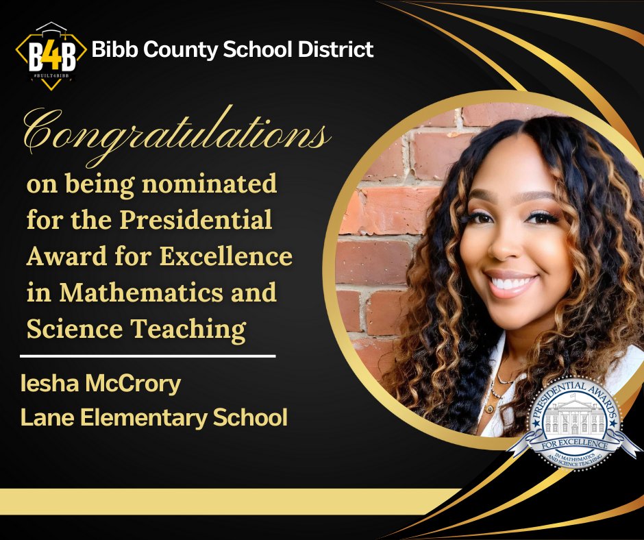 Congratulations on your nomination for the PAEMST Award!  Your hard work and commitment to your students do not go unnoticed. Happy Teacher Appreciation Week! @MckibbenLane @BibbSchools @krwall1908 
#inspired2inspire
#Built4Bibb