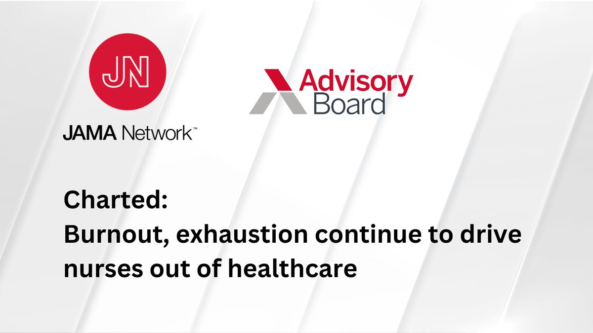 According to a new study published in @JAMANetworkOpen, over 25% of nurses left healthcare because of burnout or emotional exhaustion.

@AdvisoryBd breaks down the study findings: bit.ly/4biXQ6D | #NurseBurnout #HealthcareWorkforce #NurseWellBeing
