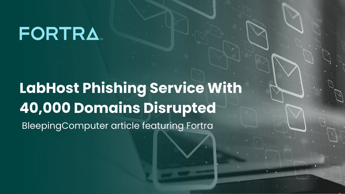 📍A major phishing service with over 40,000 domains has been disrupted.   
In February 2024, Fortra warned that #LabHost was gaining popularity, surpassing other established players on the market. 
Read more in this BleepingComputer article. 
hubs.la/Q02wl8kM0