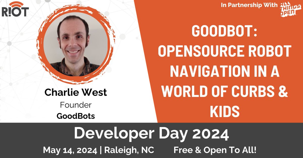 Dive into the world of GoodBot, an open-source mission to master autonomous sidewalk navigation! Charlie West, Founder, GoodBot will explore its evolution, hardware platform, datasets, and ML models. Be part of the journey & attend ##RIoTDevDay2024! buff.ly/3xzW4j8