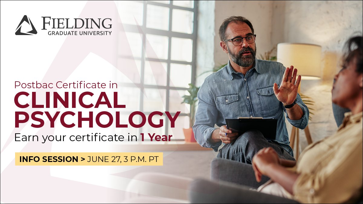 Earn a Postbaccalaureate Certificate in Clinical Psychology in 1 YEAR. Learn more at the June 27 info session webinar: ow.ly/IJ3A50Rllp6
#ClinicalPsychology
#PsychologyCertificateCourses
#ChangeTheWorldStartWithYours