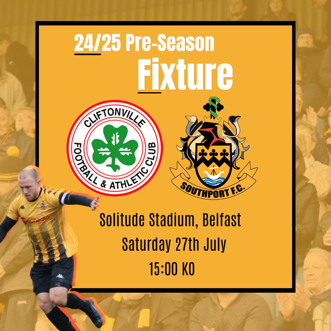 🚨We’re happy to be able to share that we will be taking a trip to Belfast for pre-season! We will be taking on the newly crowned Irish Cup champions @cliftonvillefc. 🎟️Information on tickets will follow over the coming weeks. Up the Port!